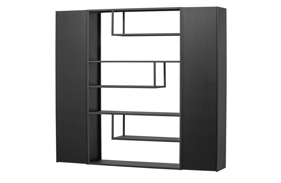 TRE Teun skap, m. 1 trykk for  pne dr og 4 hyller - svart furu