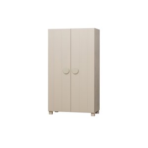 WOOOD Noah garderobeskab, m. 2 lger, 4 hylder og 1 bjlestang - dust gr fyrretr