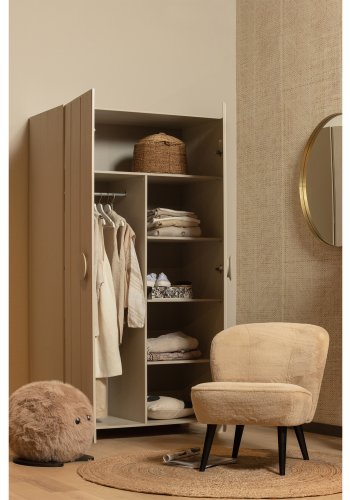 WOOOD Noah garderobe, m. 2 drer, 4 hyller og 1 hengerstang - stvgr furu