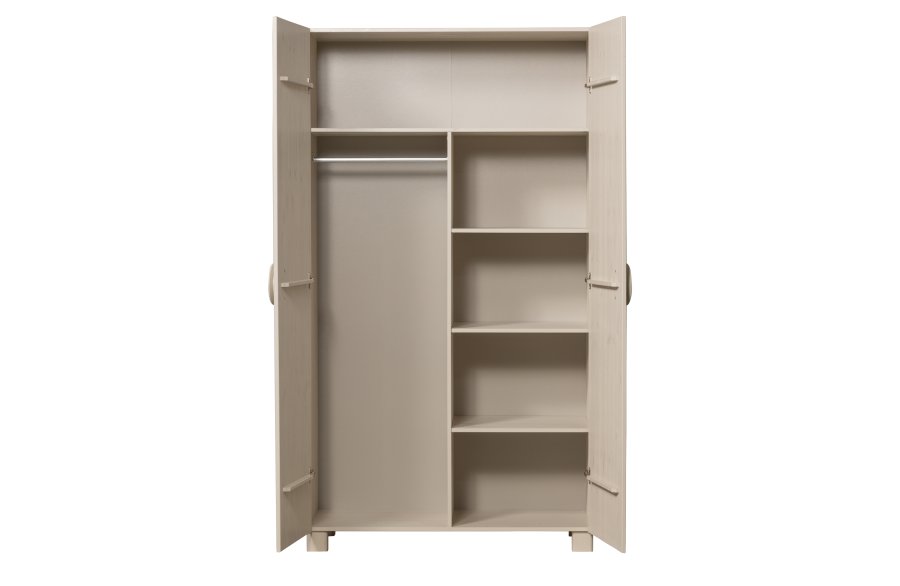 WOOOD Noah garderobe, m. 2 drer, 4 hyller og 1 hengerstang - stvgr furu