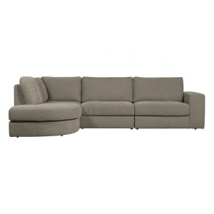 VTWONEN Family hjrnesofa, afrundet venstre - varm gr polyester