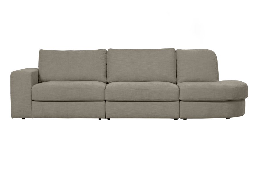 VTWONEN Family 2,5-seters sofa, avrundet hyre - varm gr polyester