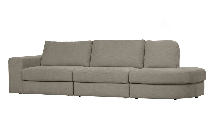 VTWONEN Family 2,5-seters sofa, avrundet hyre - varm gr polyester