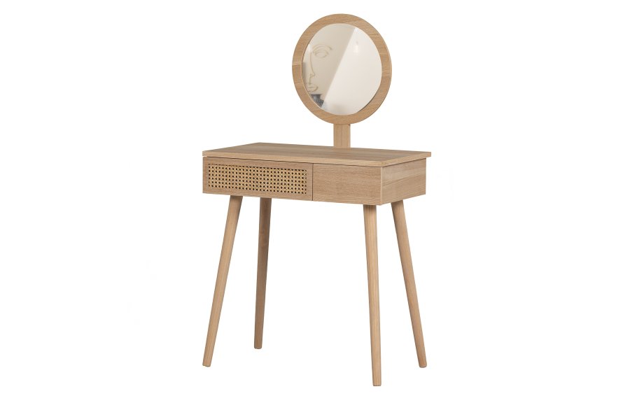 WOOOD Soof toalettbord, m. speil og 2 skuffer - natur MDF og furu (70x40)