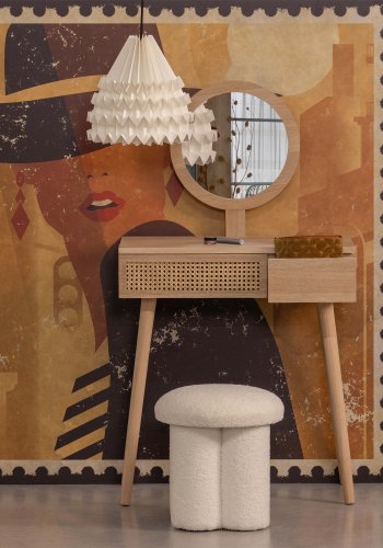 WOOOD Soof toalettbord, m. speil og 2 skuffer - natur MDF og furu (70x40)