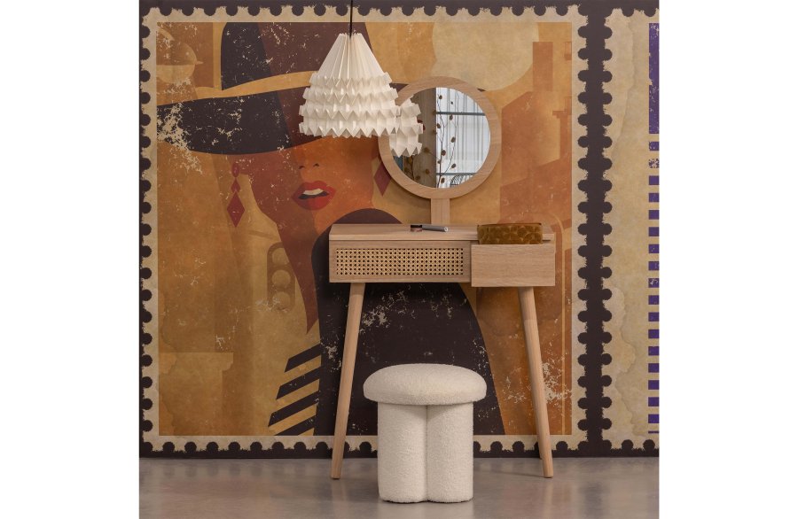 WOOOD Soof toalettbord, m. speil og 2 skuffer - natur MDF og furu (70x40)