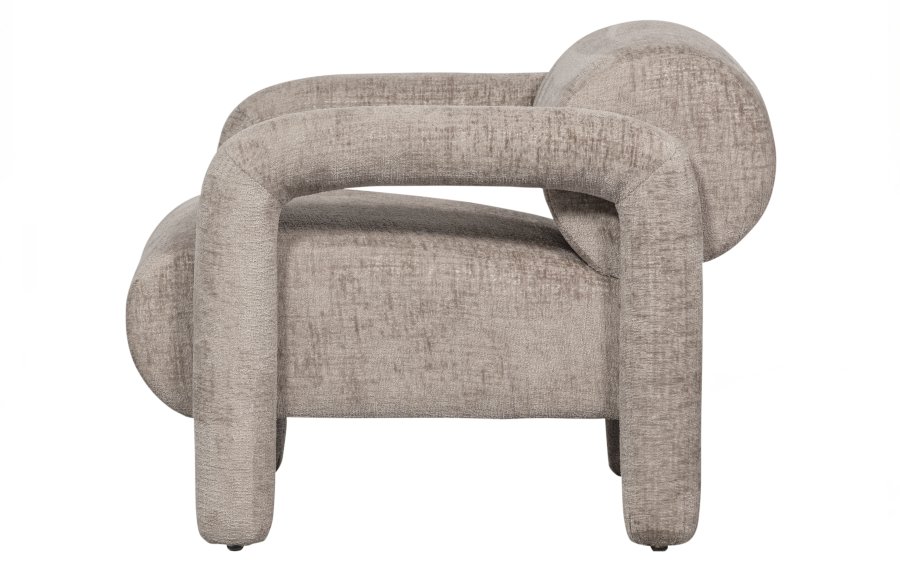 WOOOD EKSKLUSIV Lenny lenestol, med armlener - sand grov tekstur flyels polyester