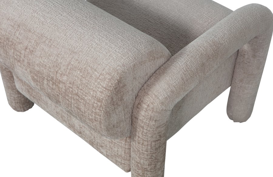 WOOOD EKSKLUSIV Lenny lenestol, med armlener - sand grov tekstur flyels polyester