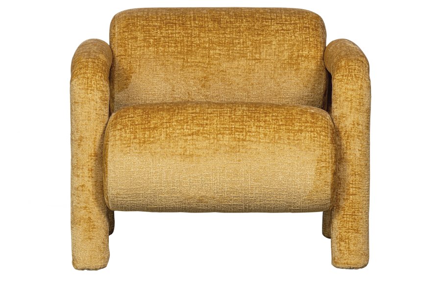 WOOOD EKSKLUSIV Lenny lenestol, m. armlener - gull/gul grov tekstur flyels polyester