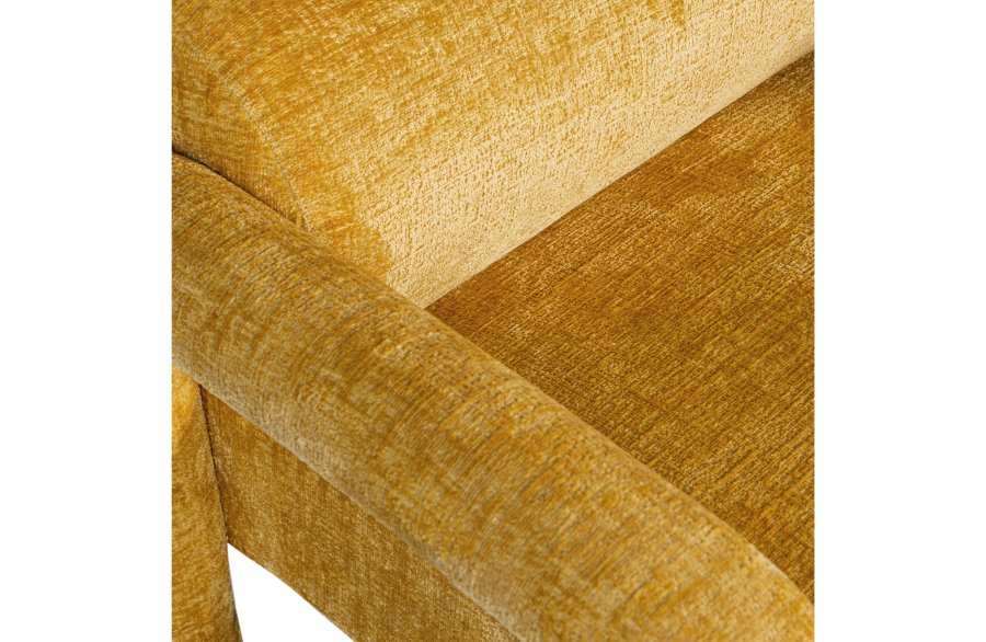 WOOOD EKSKLUSIV Lenny lenestol, m. armlener - gull/gul grov tekstur flyels polyester