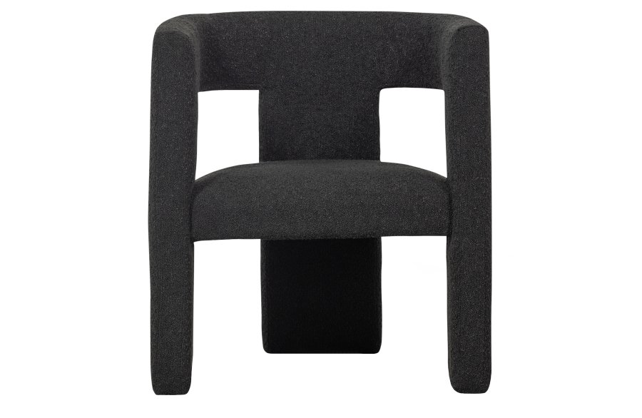 TRE EKSKLUSIV Tiwa lenestol, m. armlen - mrk gr bouclé stoff