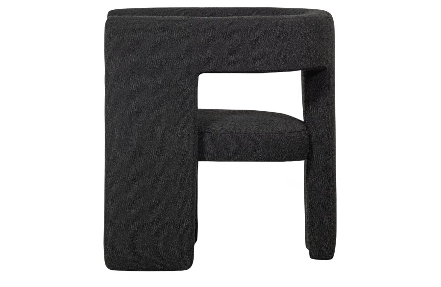 TRE EKSKLUSIV Tiwa lenestol, m. armlen - mrk gr bouclé stoff