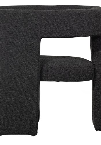 TRE EKSKLUSIV Tiwa lenestol, m. armlen - mrk gr bouclé stoff