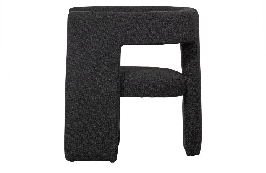TRE EKSKLUSIV Tiwa lenestol, m. armlen - mrk gr bouclé stoff