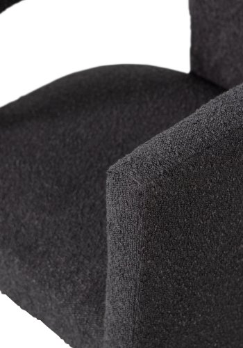 TRE EKSKLUSIV Tiwa lenestol, m. armlen - mrk gr bouclé stoff