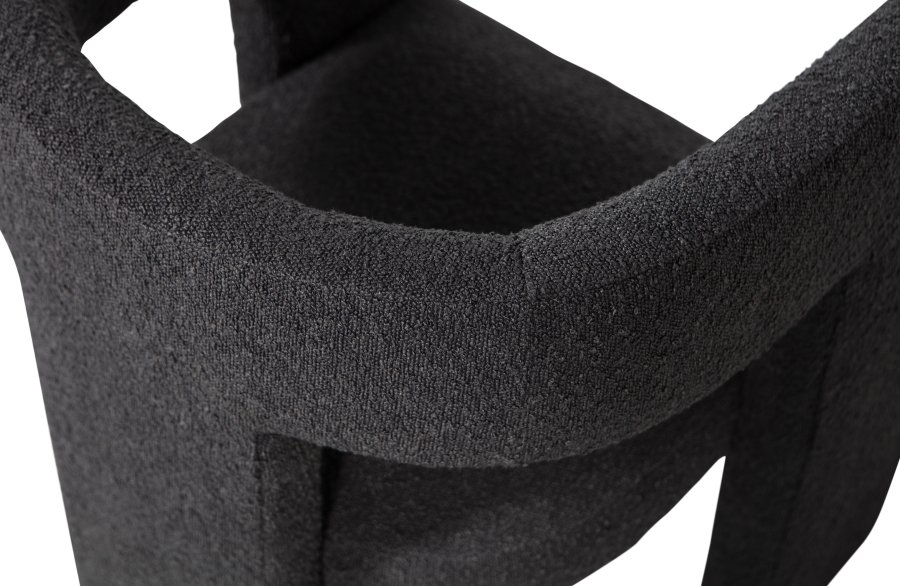 TRE EKSKLUSIV Tiwa lenestol, m. armlen - mrk gr bouclé stoff