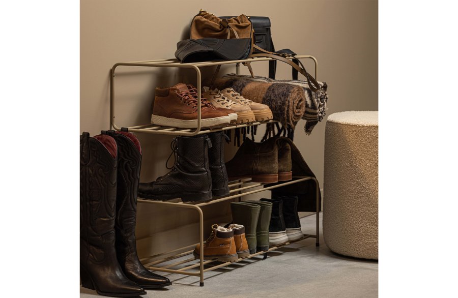 WOOOD Josse skostativ, rektangulrt - army brunt metall (B:80)