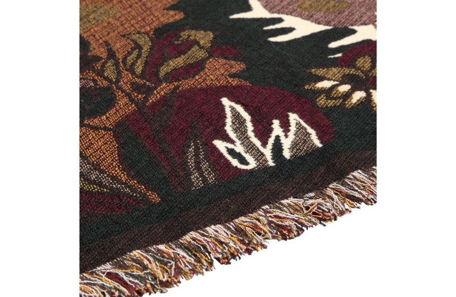 WOOOD Circuit Jacquard pledd med fugler, rektangulr - flerfarget bomull (130x170)