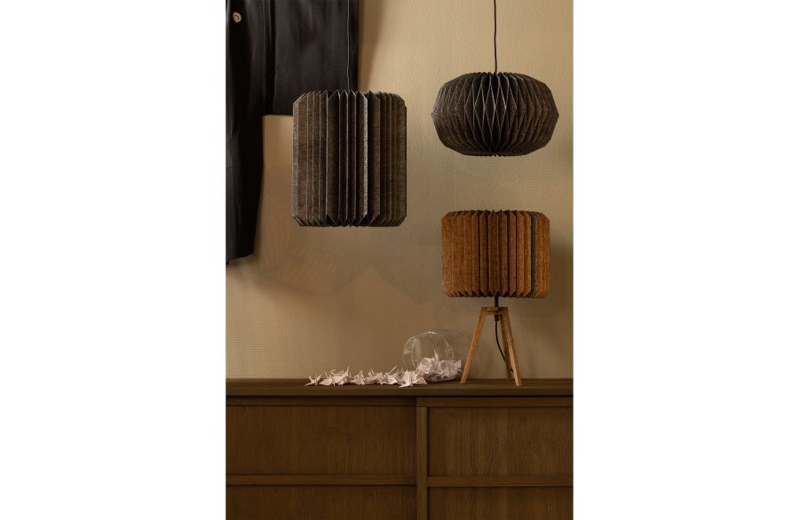 WOOOD Bones bordlampe - svart papir og natur