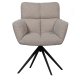 WOOOD EKSKLUSIV Vinny spisebordstol, m. armlener, svingbar - ekte bouclé polyester og sort metall