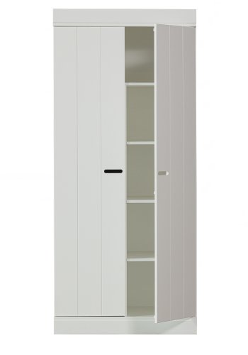 WOOOD Connect Lav garderobe, m. 2 drer, 4 hyller og 1 hengerstang - hvit furu