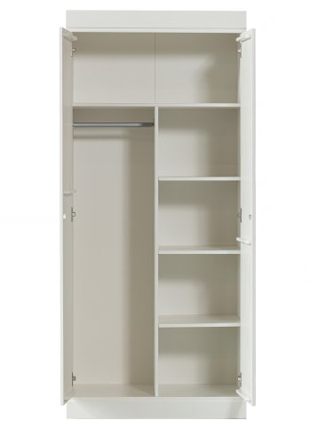 WOOOD Connect Lav garderobe, m. 2 drer, 4 hyller og 1 hengerstang - hvit furu