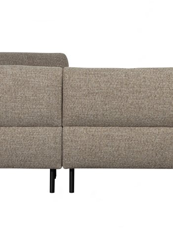 WOOOD EKSKLUSIV Lloyd hjrnesofa, venstre - grovvevd brunmelert stoff og svart metall
