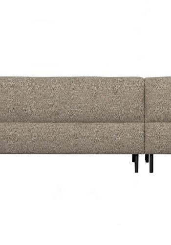 WOOOD EKSKLUSIV Lloyd hjrnesofa, venstre - grovvevd brunmelert stoff og svart metall