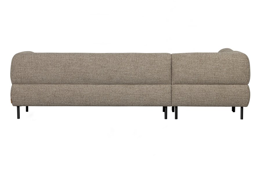 WOOOD EKSKLUSIV Lloyd hjrnesofa, venstre - grovvevd brunmelert stoff og svart metall