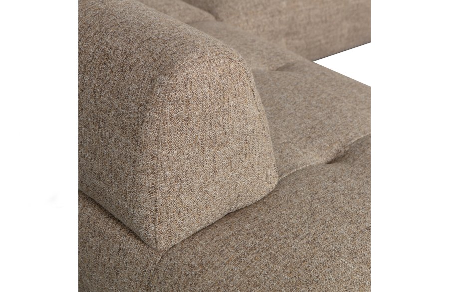 WOOOD EKSKLUSIV Lloyd hjrnesofa, venstre - grovvevd brunmelert stoff og svart metall