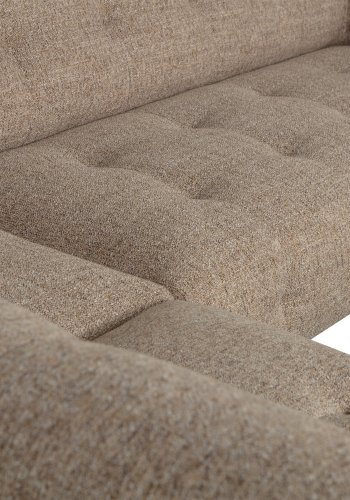 WOOOD EKSKLUSIV Lloyd hjrnesofa, venstre - grovvevd brunmelert stoff og svart metall