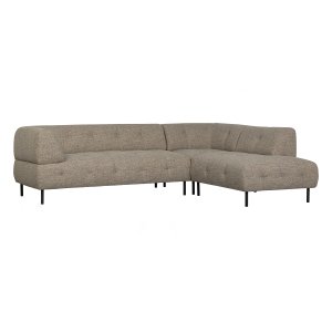 WOOOD EXCLUSIVE Lloyd hjrnesofa, hjre - groft vvet brun melange stof og sort metal