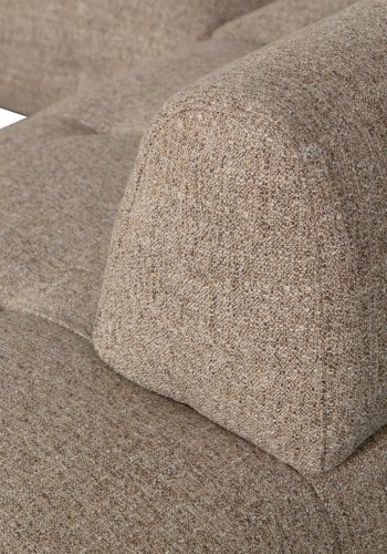 WOOOD EKSKLUSIV Lloyd hjrnesofa, hyre - grovvevd brunmelert stoff og svart metall