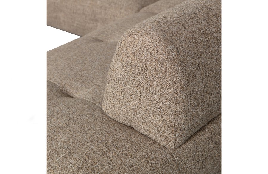 WOOOD EKSKLUSIV Lloyd hjrnesofa, hyre - grovvevd brunmelert stoff og svart metall