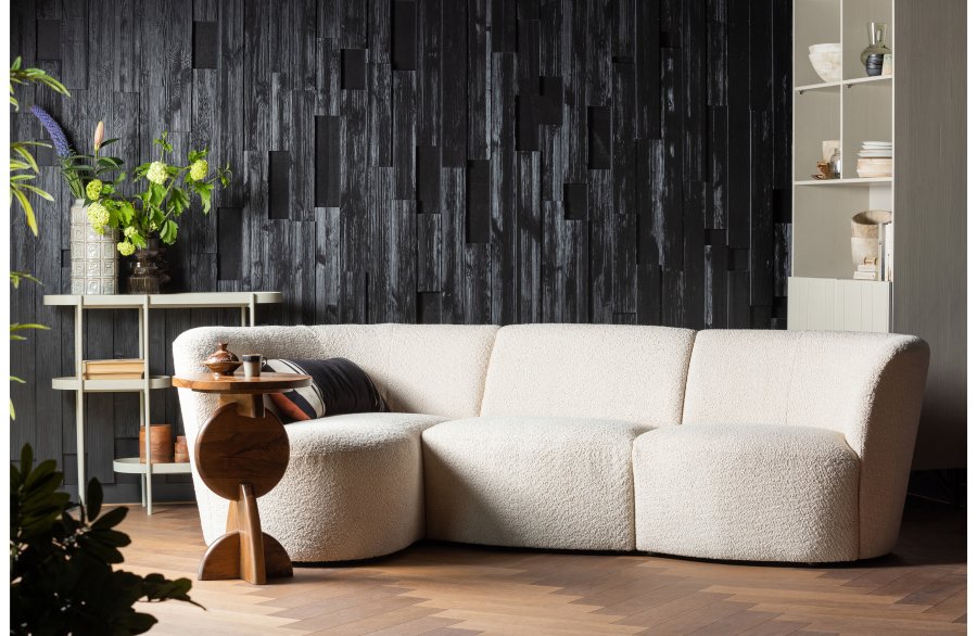 WOOOD EXCLUSIVE Coco sofamodul, 1-sete - krem bouclé polyester