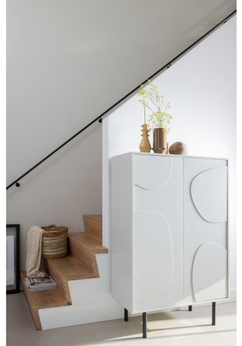 WOOOD EKSKLUSIV Cadiz skap, m. 2 drer og 2 hyller - tkete hvit furu