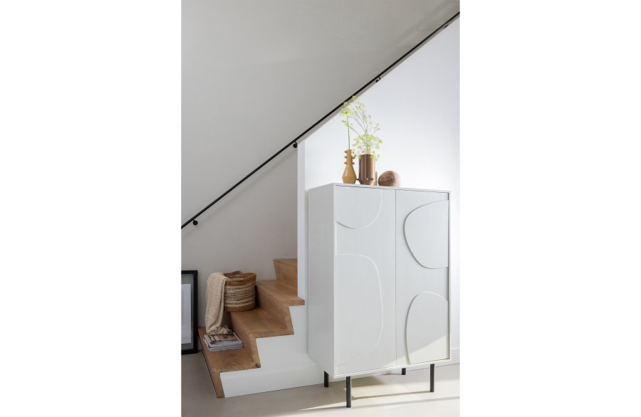 WOOOD EKSKLUSIV Cadiz skap, m. 2 drer og 2 hyller - tkete hvit furu