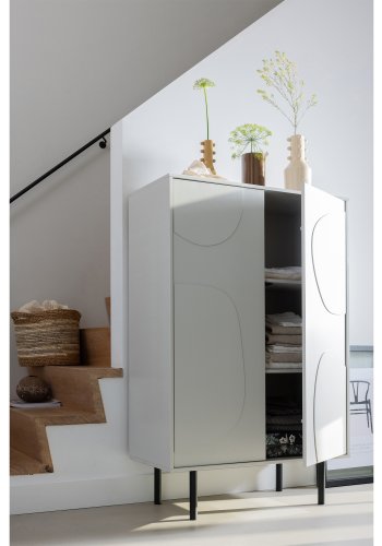 WOOOD EKSKLUSIV Cadiz skap, m. 2 drer og 2 hyller - tkete hvit furu