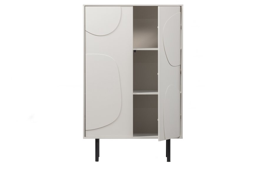 WOOOD EKSKLUSIV Cadiz skap, m. 2 drer og 2 hyller - tkete hvit furu