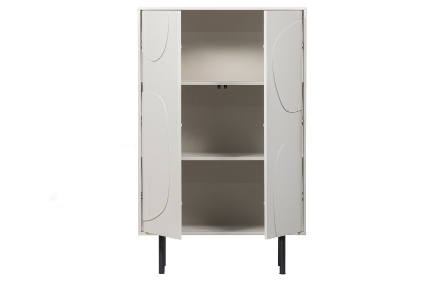 WOOOD EKSKLUSIV Cadiz skap, m. 2 drer og 2 hyller - tkete hvit furu