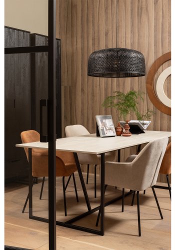 WOOOD EXCLUSIVE Silas spisebord, rektangulrt - stv (gr/sand) brstet asketre og metall (220x90)