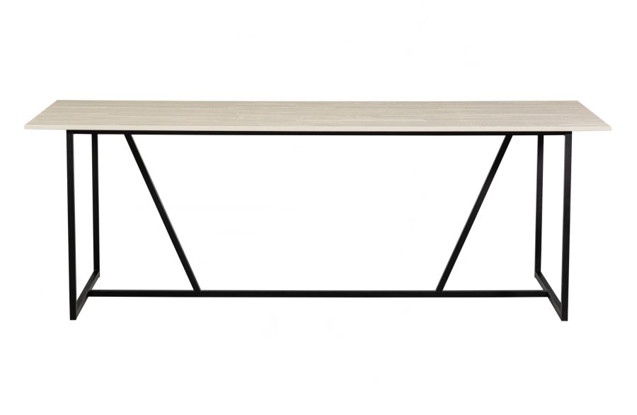 WOOOD EXCLUSIVE Silas spisebord, rektangulrt - stv (gr/sand) brstet asketre og metall (220x90)