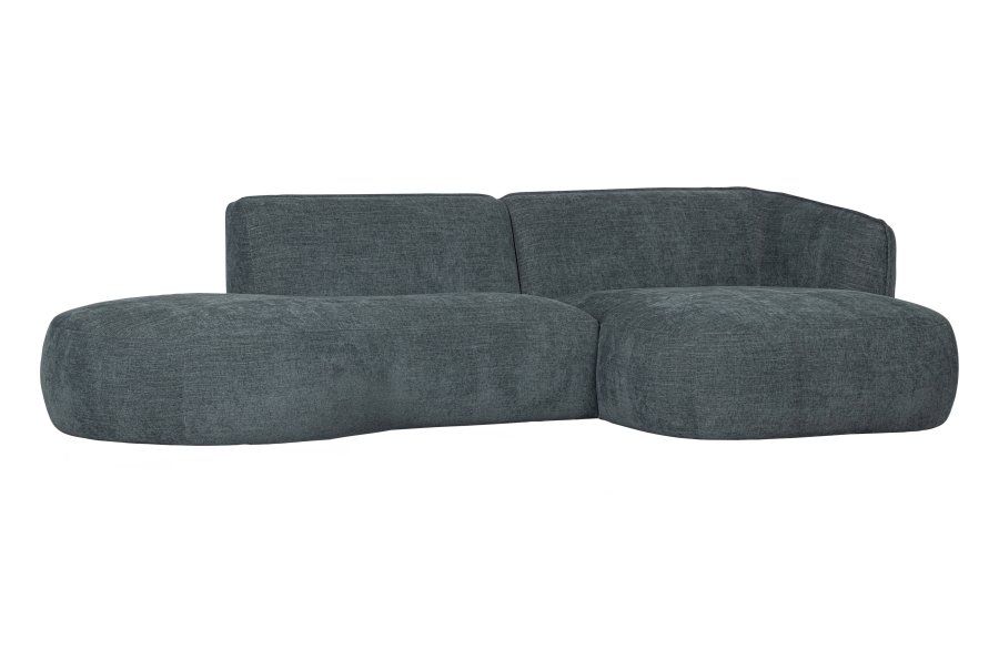WOOOD EKSKLUSIV Polly sofa, med hyre sjeselong - blgrnn polyester