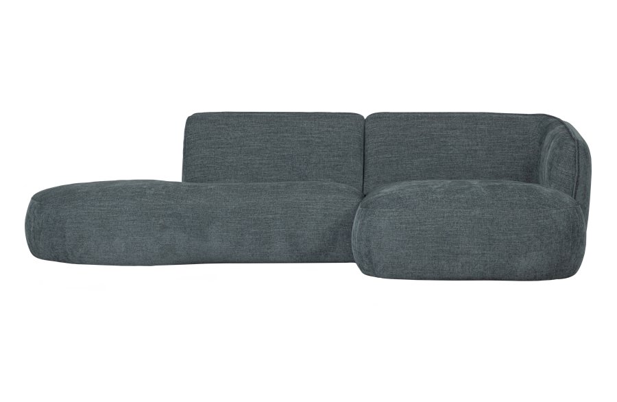 WOOOD EKSKLUSIV Polly sofa, med hyre sjeselong - blgrnn polyester