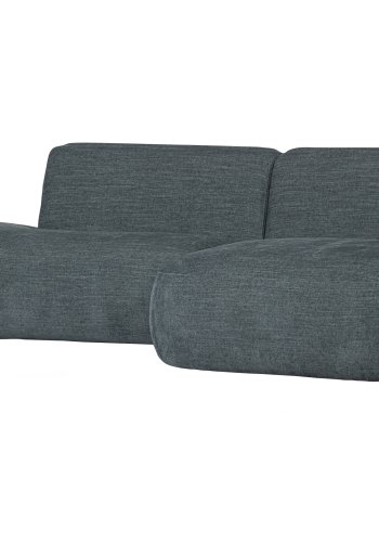 WOOOD EKSKLUSIV Polly sofa, med hyre sjeselong - blgrnn polyester