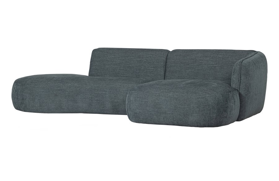 WOOOD EKSKLUSIV Polly sofa, med hyre sjeselong - blgrnn polyester