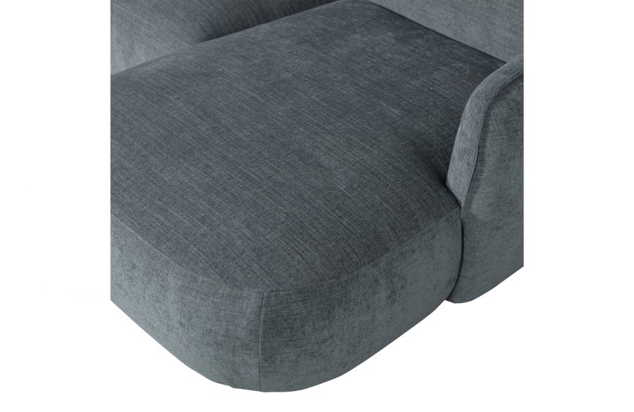WOOOD EKSKLUSIV Polly sofa, med hyre sjeselong - blgrnn polyester