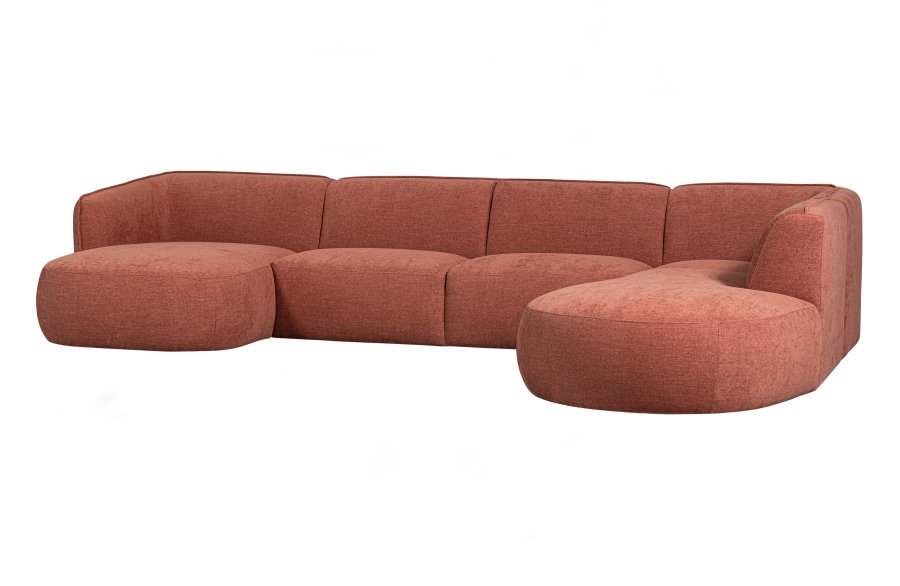 WOOOD EKSKLUSIV Polly sofa U-form, hyre - rosa polyester