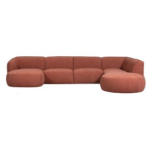 WOOOD EXCLUSIVE Polly Sofa U-Form, rechts – rosa Polyester