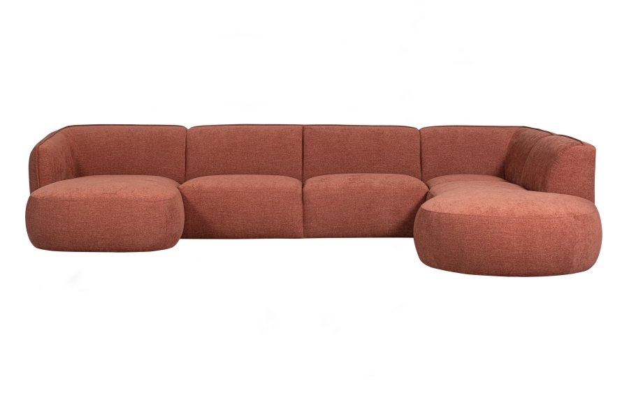 WOOOD EKSKLUSIV Polly sofa U-form, hyre - rosa polyester